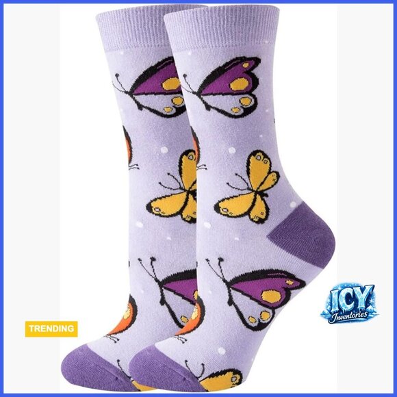 Other - Women's Crew Socks Combed Cotton Stretchy Funky Patterned